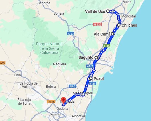 RUTA VALL D'UXO MAPA