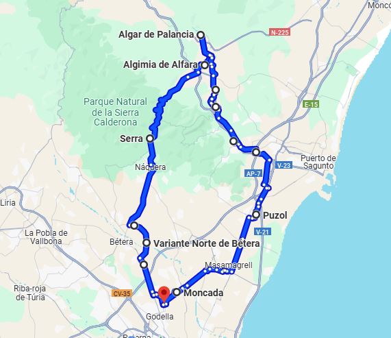 MAPA RUTA ORONET-ALGAR