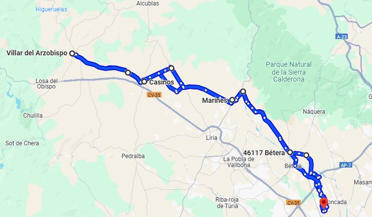 RUTA VILLAR MAPA
