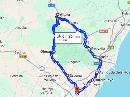 mapa ruta Gatova Altura