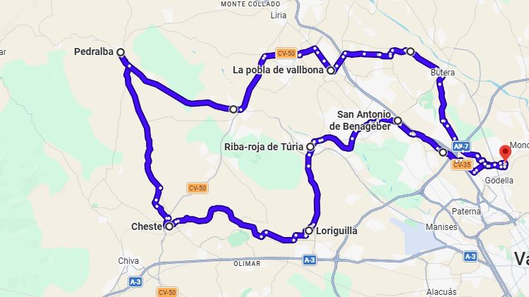 mapa Pedralba por Loriguilla
